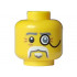 Minifigure, Head Dark Bluish Gray Eyebrows, Black Eye Right and Monocle Left, White Moustache and Goatee and Dark Orange Wrinkles Pattern: {ярко жълт}