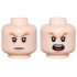 Minifigure, Head Dual Sided Medium Nougat Eyebrows, Upper Eyelids, Nougat Chin Dimple, Neutral / Open Mouth Scowl with Top Teeth and Red Tongue Pattern: {светло нуга}