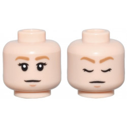 Minifigure, Head Dual Sided Female Medium Nougat Eyebrows, Black Eyelashes, Nougat Chin Dimple, Neutral / Sleeping with Closed Eyes Pattern: {светло нуга}