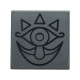 Tile 2 x 2 with Black Ornate Eye, Triangles, Teardrop Nose and Mouth Pattern (The Legend of Zelda Gossip Stone): {тъмно каменно сив}