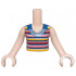 Torso Mini Doll Girl Dark Blue Sleeveless Top with White, Red, Coral, and Bright Light Orange Stripes Pattern, Light Nougat Arms with Hands: {светло нуга}