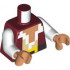 Torso Pixelated Pirate Vest Open over White and Tan Shirt, Nougat Neck, Black Belt with Yellow Buckle Pattern / White Arms / Nougat Hands: {нов тъмно червен}