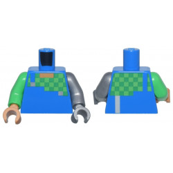Torso Pixelated Overalls and Green and Bright Green Checkered Shirt Pattern / Flat Silver Arm Left / Bright Green Arm Right / Flat Silver Hand Left / Medium Nougat Hand Right: {ярко син}