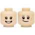 Minifigure, Head Dual Sided Dark Tan Eyebrows, Black Eyes, Dark Orange Freckles, Open Mouth Grin with White Teeth / Smile Pattern: {светло нуга}