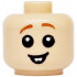 Minifigure, Baby / Toddler Head with Neck with Black Eyes, Open Mouth Smile with White Teeth and Dark Orange Eyebrows Pattern: {светло нуга}