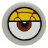 Tile, Round 1 x 1 with White Eye with Centered Reddish Brown Iris and Partially Closed Yellow Bloodshot Eyelid Pattern: {умерено каменно сив}
