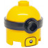 Minifigure, Head, Modified Minion, Tall with Molded Black Single Lens Goggles and Printed Open Yellow Mouth with White Teeth Pattern: {огнено жълто-оранжев}