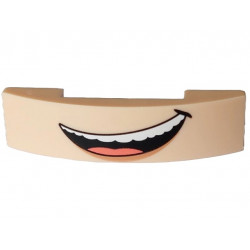 Slope, Curved 4 x 1 x 2/3 Double with Black Lopsided Open Mouth Smile with Top Teeth and Coral Tongue Pattern: {светло нуга}