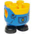 Lower Body, Rounded, Short Legs with Molded Blue Overalls and Black Shoes and Printed Pocket with Minions Letter M Logo and Buttons Pattern: {огнено жълто-оранжев}