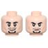 Minifigure, Head Dual Sided Black Thick Eyebrows, Upper Eyelids, Moustache Stubble, and Goatee, Medium Nougat Cheek Lines and Chin Dimple, Lopsided Grin / Scowl Pattern: {светло нуга}