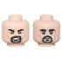 Minifigure, Head Dual Sided Black Bushy Eyebrows, Moustache, Soul Patch, and Goatee, Medium Nougat Cheek Lines and Wrinkles, Evil Open Mouth Smile with Tan Teeth / Frown Pattern: {светло нуга}