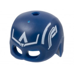 Minifigure, Headgear Helmet Mask, Hole on Top with White Lines, Stylized Letter A and Wings on Sides Pattern: {земно син}