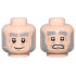 Minifigure, Head Dual Sided, Light Bluish Gray Bushy Eyebrows and Sideburns, Dark Orange Wrinkles, Closed Mouth Smile / Grimmace Pattern - Vented Stud: {светло нуга}