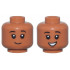 Minifigure, Head Dual Sided Child, Thin Black Eyebrows, Closed Mouth Smile / Open Mouth Smile Pattern: {сиена кафяво}