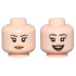 Minifigure, Head Dual Sided Female, Thin Black Eyebrows, Long Eyelashes, Medium Nougat Lips, Closed Mouth Smile / Open Mouth Smile Pattern - Vented Stud: {светло нуга}
