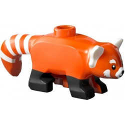 Red Panda with Black Legs, Eyes and Nose and White Ears, Muzzle and Stripes Pattern: {червеникаво-оранжев}