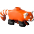 Red Panda with Black Legs, Eyes and Nose and White Ears, Muzzle and Stripes Pattern: {червеникаво-оранжев}