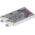 Tile, Modified 2 x 3 with 2 Open O Clips with Dark Purple Drawing of Gabby and Kittens, Dark Pink, Lavender and Lime Rainbow with Cat Ears Painting and Paint Splotches Pattern: {бял}