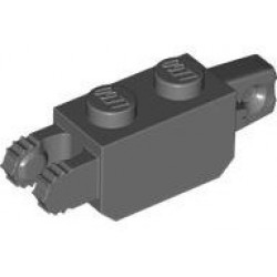 Hinge Brick 1 x 2 Locking with 1 Finger Vertical End and 2 Fingers Vertical End: {тъмно каменно сив}
