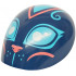 Large Figure Armor, Round, Smooth with Medium Azure Eyes, Curls, Whisker Dots, and Forehead Triangle, Coral Nose and Cheek Lines Pattern (Cat Head): {земно син}