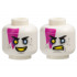 Minifigure, Head Dual Sided Black Eyebrows, Magenta Marking, Light Bluish Gray Spots, Bright Light Blue Eye Left, Yellow Eye Right and Teeth, Smile / Scowl Pattern: {бял}