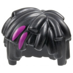 Minifigure, Hair Short Layered Mop Top with Magenta Streaks Pattern: {черен}
