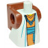 Body Short Dress with Arm Pin Holes with Molded Reddish Brown Backpack and Printed White Spirals, Orange Shirt, Yellow Neck, Dark Azure Sash Belt, and Necklace Pattern: {аквамарин}