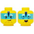 Minifigure, Head Dual Sided White Eyebrows, Medium Azure Band, Black Triangle, Crow's Feet, Chin Dimple, Wrinkles, Lopsided Grin / Closed Eyes, Open Mouth Smile Pattern: {ярко жълт}