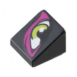 Slope 30 1 x 1 x 2/3 with Lime Eye with Magenta Eye Shadow Pattern: {черен}