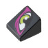 Slope 30 1 x 1 x 2/3 with Lime Eye with Magenta Eye Shadow Pattern: {черен}