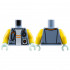 Torso Jacket Open with Silver and Orange Stethoscope over White Shirt with Stripes Pattern / Yellow Arms / Light Aqua Hands: {пясъчно син}