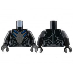 Torso Female Armor, Dark Silver Breastplate, Dark Bluish Gray Lines, Blue and Dark Blue Trim Pattern / Black Arms / Black Hands: {черен}