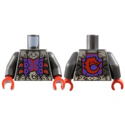 Torso Dark Purple Armor, Silver Plates, Metallic Pink Blades, Red Trim and Wolf on Back Pattern / Pearl Dark Gray Arms / Red Hands: {титаниево метален}