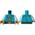 Torso Robe with White Trim, Black Folds, Medium Brown Belt, Gold and Dark Orange Buckle, Shoulder Pads and Ornament Pattern / Light Aqua Arms / Pearl Gold Hands: {ярко синьо-зелен}