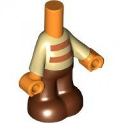 Micro Doll, Body with Molded Tan Top and Reddish Brown Pants and Printed Dark Orange Stripes Pattern: {ярко оранжев}