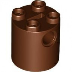 Brick, Round 2 x 2 x 2 Robot Body with Bottom Axle Holder (x Shape / + Orientation): {червеникаво-кафяв}