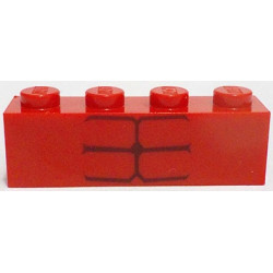 Brick 1 x 4 with 6 Dark Red Stripes Pattern (BrickHeadz Red Hulk Abdomen): {ярко червен}