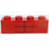 Brick 1 x 4 with 6 Dark Red Stripes Pattern (BrickHeadz Red Hulk Abdomen): {ярко червен}