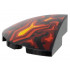 Slope, Curved 3 x 3 Corner Round with Red, Dark Red, and Yellow Flames Pattern: {черен}