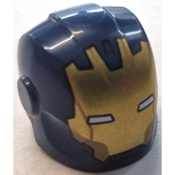 Minifigure, Headgear Helmet Armor Plates and Ear Protectors with Gold Faceplate with White Eye Slits and Medium Nougat Trim Pattern: {земно син}