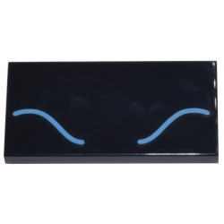 Tile 2 x 4 with Medium Blue Curved Lines Pattern (BrickHeadz Batman (Classic TV Series) Cowl): {черен}