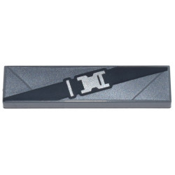 Tile 1 x 4 with Black Belt with Silver Buckle on Dark Silver Background Pattern (BrickHeadz Batman (Batman v Superman) Chest): {тъмно каменно сив}