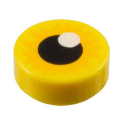 Tile, Round 1 x 1 with Eye with Bright Light Orange Starburst Iris and Black Pupil with White Glint Pattern: {ярко жълт}