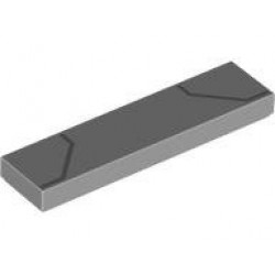 Tile 1 x 4 with Dark Bluish Gray Bent Lines Pattern (BrickHeadz Iron Man MK5 Helmet Visor Bottom): {умерено каменно сив}