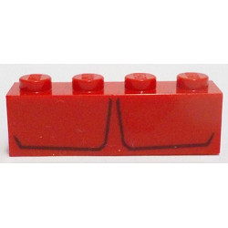 Brick 1 x 4 with 2 Dark Red Stripes Pattern (BrickHeadz Red Hulk Chest): {ярко червен}
