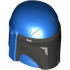 Minifigure, Headgear Helmet with Holes, SW Mandalorian with Dark Silver Front and Cheek Indents, Black Visor and Silver Battle Damage Pattern: {ярко син}