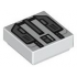 Tile 1 x 1 with SW Imperial Commando Jet Pack with Dark Bluish Gray Trapezoids and Silver Rectangles Pattern: {бял}