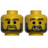 Minifigure, Head Dual Sided Dark Bluish Gray Eyebrows, Moustache and Beard, Simulated Wear, Frown / Open Mouth Smile with Teeth Pattern: {ярко жълт}
