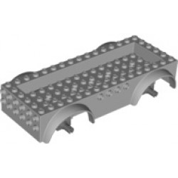 Vehicle, Base 8 x 16 x 2 1/2 with Mudguards, 4 x 14 Recessed Center with 5 Holes, and Dark Bluish Gray Wheels Holders: {умерено каменно сив}