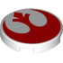 Tile, Round 2 x 2 with Bottom Stud Holder with Red SW Rebel Alliance Symbol Pattern: {бял}